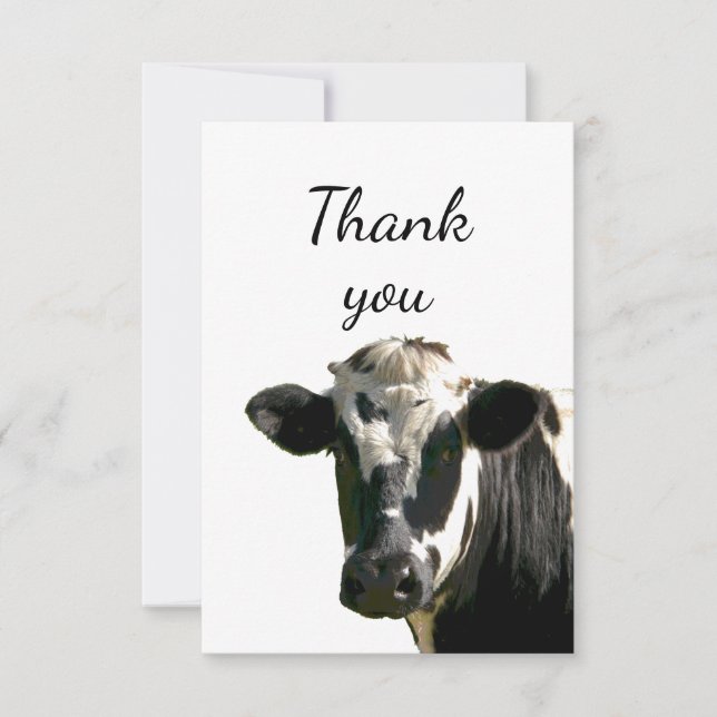 Tarjeta De Agradecimiento Gracias Curious Holstein Cow Peeking out (Anverso)