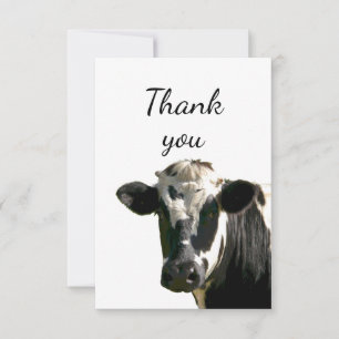 Tarjeta De Agradecimiento Gracias Curious Holstein Cow Peeking out