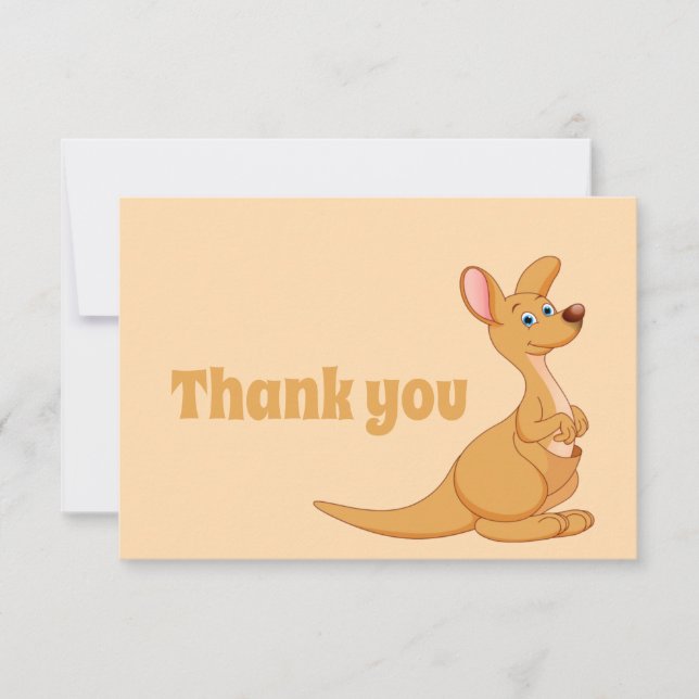 Tarjeta De Agradecimiento Gracias, Cute Kangaroo Personalizado Animal (Anverso)