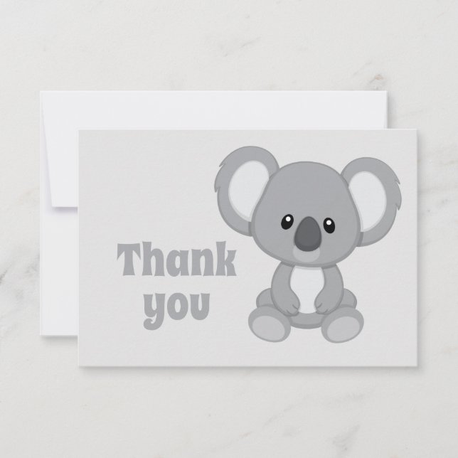 Tarjeta De Agradecimiento Gracias, Cute Koala Bear Personalizado Animal (Anverso)