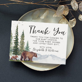 Tarjeta De Agradecimiento Gracias, Cute Woodland Bear Baby Shower