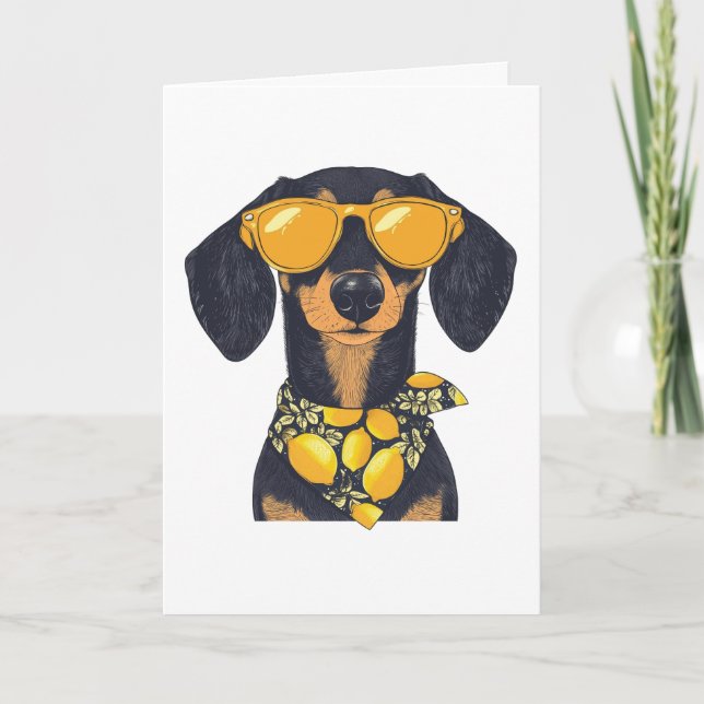 Tarjeta De Agradecimiento Gracias Dachshund Perro Gafas De Sol Lemons (Anverso)