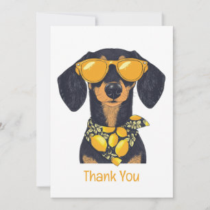 Tarjeta De Agradecimiento Gracias Dachshund Perro Gafas de Sol Limones