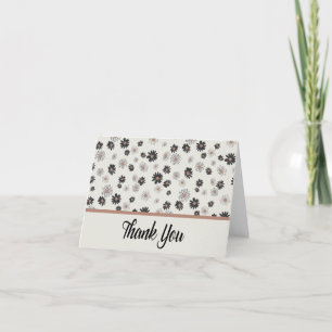 Tarjeta De Agradecimiento Gracias Daisies Black Pink Floral Pattern
