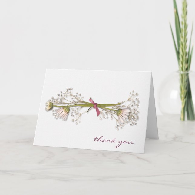 Tarjeta De Agradecimiento gracias daisy bouquet con cinta (Anverso)