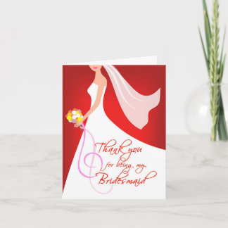 Tarjeta De Agradecimiento Gracias Dama de Honor - Rojo Rubí