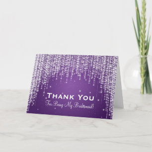 Tarjeta De Agradecimiento Gracias Damas de Honor Noche Dazzle Púrpura