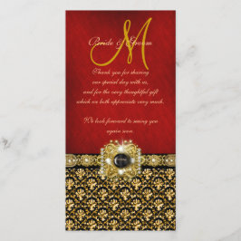 Tarjeta De Agradecimiento "Gracias" damasco oro rojo negro