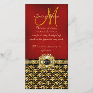 Tarjeta De Agradecimiento "Gracias" damasco oro rojo negro