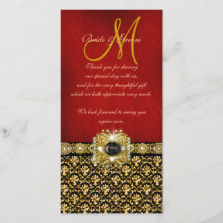 Tarjeta De Agradecimiento "Gracias" damasco oro rojo negro