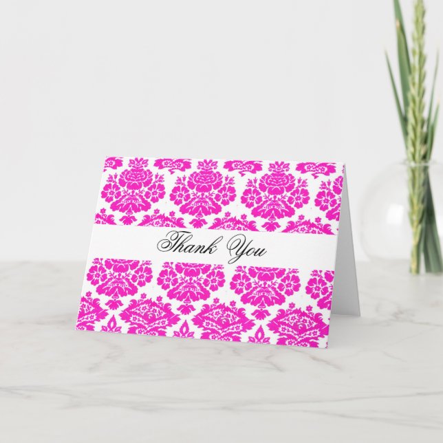 Tarjeta De Agradecimiento Gracias, damasco rosa (Anverso)