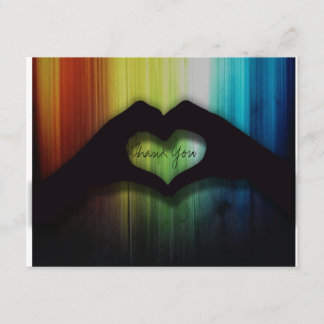 Tarjeta De Agradecimiento Gracias dar corazones con madera del arco iris