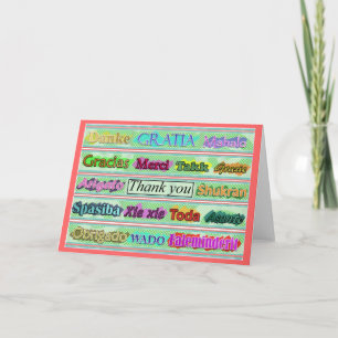Tarjeta De Agradecimiento "Gracias" de alrededor del mundo