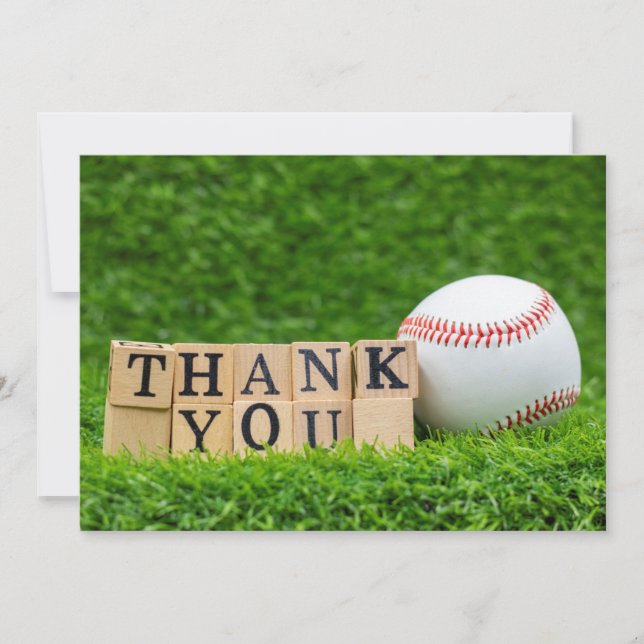 Tarjeta De Agradecimiento Gracias de béisbol por el césped verde (Anverso)