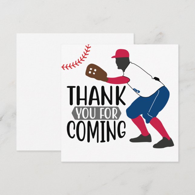 Tarjeta De Agradecimiento Gracias de béisbol por venir (Anverso / Reverso)