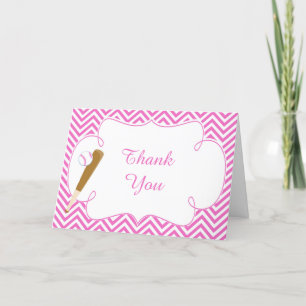 Tarjeta De Agradecimiento Gracias De Béisbol Rosa