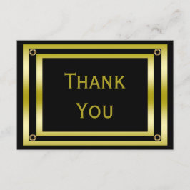 Tarjeta De Agradecimiento Gracias de elegante hombre negro y oro