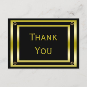 Tarjeta De Agradecimiento Gracias de elegante hombre negro y oro