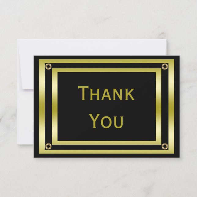 Tarjeta De Agradecimiento Gracias de elegante hombre negro y oro (Anverso)