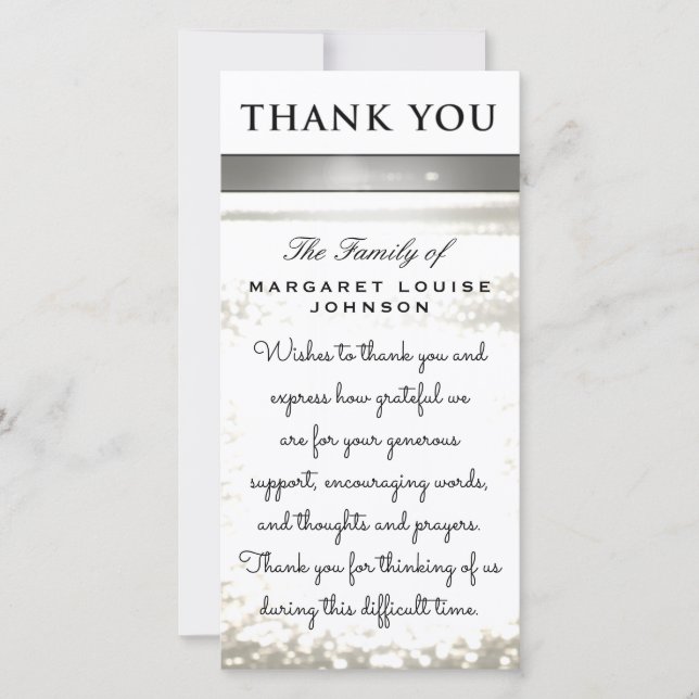 Tarjeta De Agradecimiento Gracias de la familia - Purpurinas de agua (Anverso)