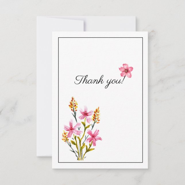 Tarjeta De Agradecimiento Gracias de negocios con flor. (Anverso)