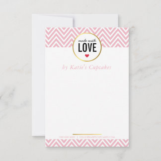 Tarjeta De Agradecimiento GRACIAS DE NEGOCIOS HICIERON con amor chevron rosa