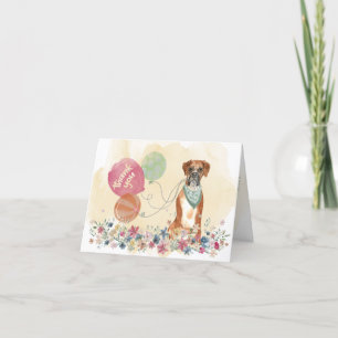 Tarjeta De Agradecimiento Gracias de ti y de tu perro boxeador con globos