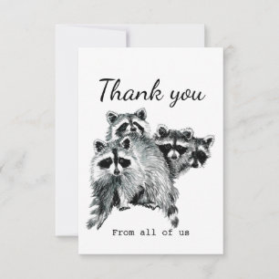 Tarjeta De Agradecimiento Gracias De Todos Los Animales De Raccoon Divertido