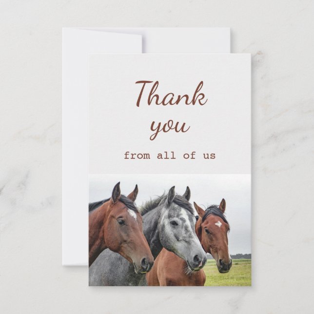 Tarjeta De Agradecimiento Gracias de todos nosotros por diversión de caballo (Anverso)