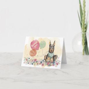 Tarjeta De Agradecimiento Gracias de You & Doberman perro y globos