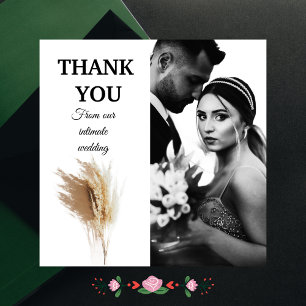 Tarjeta De Agradecimiento Gracias desde nuestra boda íntima