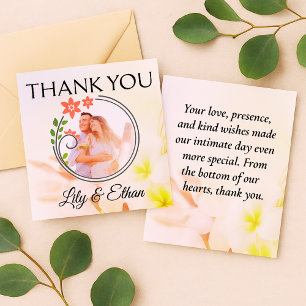 Tarjeta De Agradecimiento Gracias desde nuestra boda micro, elegancia floral