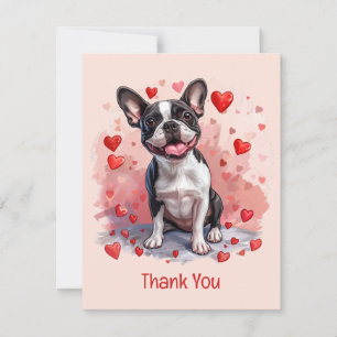 Tarjeta De Agradecimiento Gracias Día de San Valentín Boston Terrier Dog