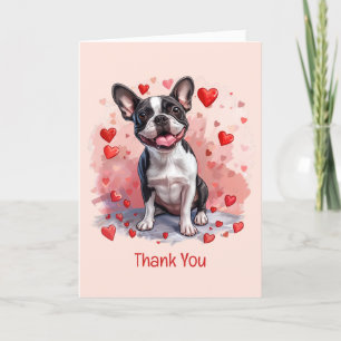 Tarjeta De Agradecimiento Gracias Día de San Valentín Boston Terrier Dog