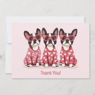 Tarjeta De Agradecimiento Gracias Día de San Valentín Boston Terrier Dogs