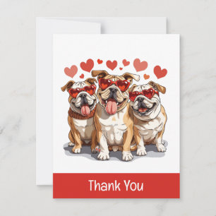 Tarjeta De Agradecimiento Gracias Día de San Valentín Bulldog Inglés
