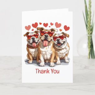 Tarjeta De Agradecimiento Gracias Día de San Valentín Bulldog inglés