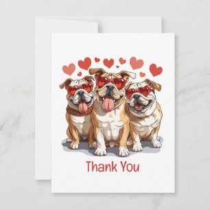 Tarjeta De Agradecimiento Gracias Día de San Valentín Bulldog inglés