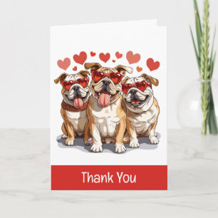Tarjeta De Agradecimiento Gracias Día de San Valentín Bulldog Inglés