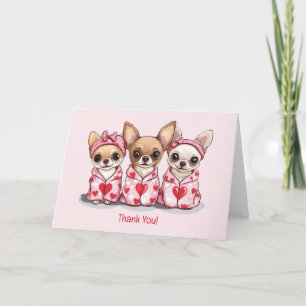 Tarjeta De Agradecimiento Gracias Día de San Valentín Chihuahua Dogs
