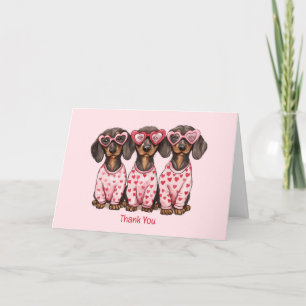 Tarjeta De Agradecimiento Gracias Día de San Valentín Dachshund Dogs