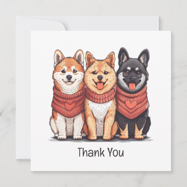 Tarjeta De Agradecimiento Gracias Día de San Valentín Shiba Inu Dogs (Anverso)