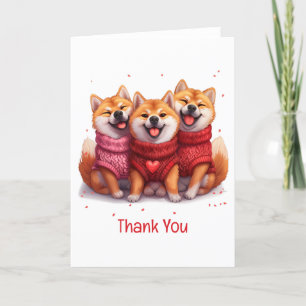 Tarjeta De Agradecimiento Gracias Día de San Valentín Shiba Inu Dogs