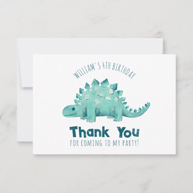 Tarjeta De Agradecimiento Gracias Dinosaurio Stegosaurus (Anverso)