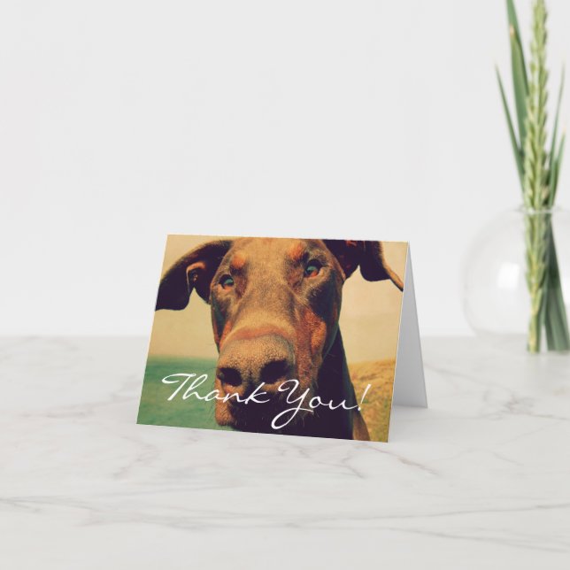 Tarjeta De Agradecimiento Gracias Doberman (Anverso)