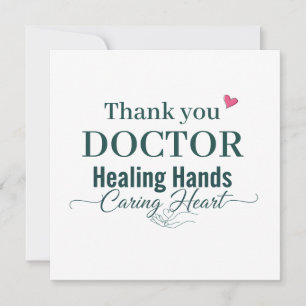 Tarjeta De Agradecimiento Gracias Doctor Manos Sanadoras Corazón Cuidador