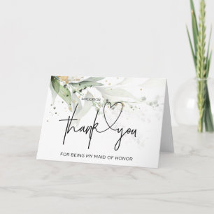 Tarjeta De Agradecimiento Gracias doncella de Boda honrada de novia