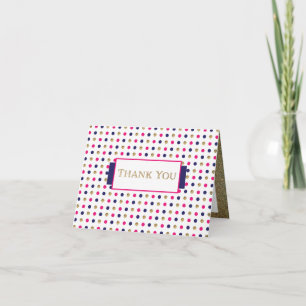 Tarjeta De Agradecimiento Gracias - Dosis de oro, azul, rosa y blanco