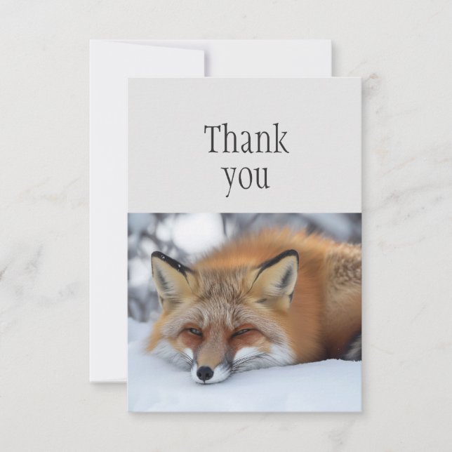 Tarjeta De Agradecimiento Gracias, dulce animal de Fox roja (Anverso)