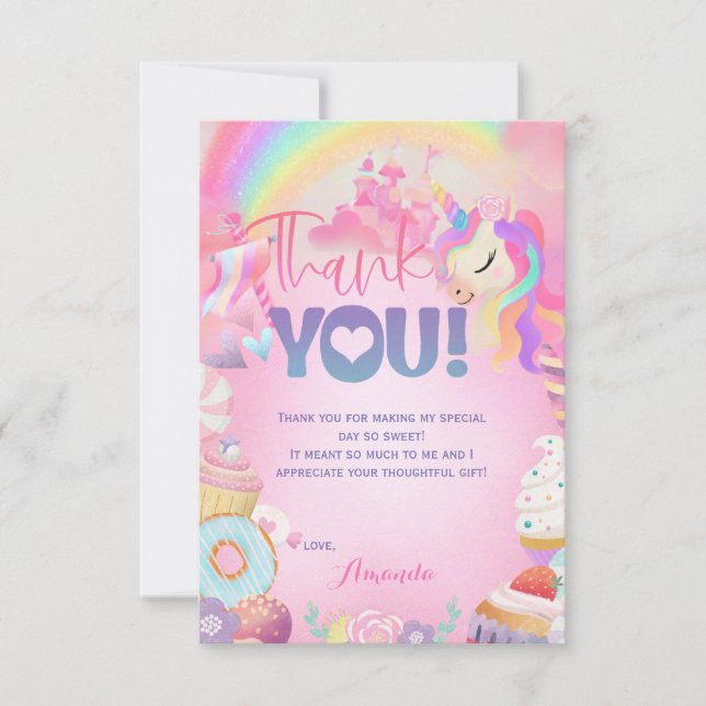 Tarjeta De Agradecimiento Gracias, dulce cumpleaños (Anverso)